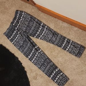 Black tribal fleece leggings
